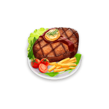 - สัญลักษณ์ Steak สล็อต Diner Delights