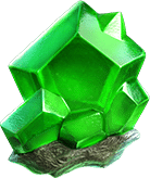 - สัญลักษณ์ Crystal สีเขียว ของสล็อต Galactic Gems